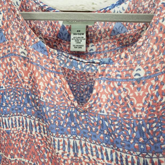 Catherines Women's Purple Pink Print Cut Out Sleeve Top Size 4X-30/32W - Picture 4 of 15